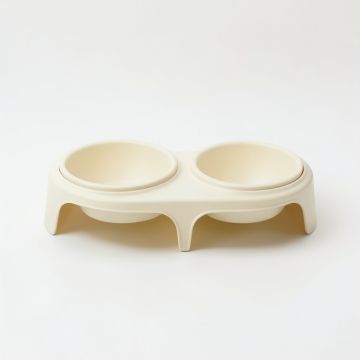 Laurel Bridge Pet Feeding Stand With Two Plain Empty Bowls - Cream (synthetic illustration; no displayed measurements)