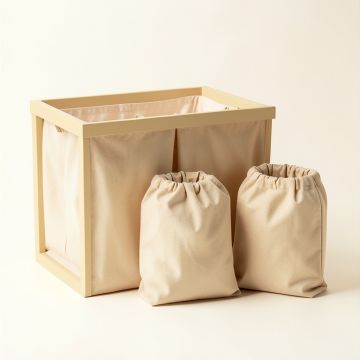 Ash Bridge Laundry Sorting Station With Plain Removable Bags - Beige (synthetic illustration; no displayed measurements)