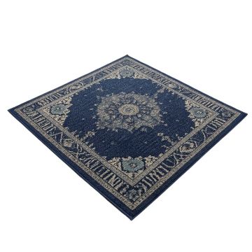 Truman Bohemian Medallion Textured Weave Indoor/Outdoor Navy Area Rug