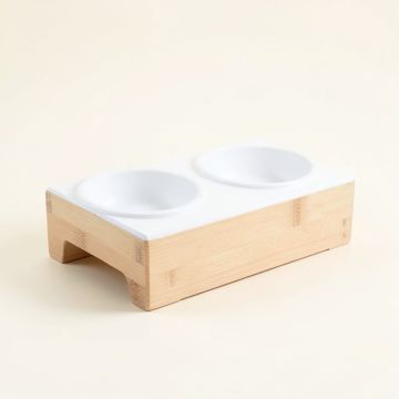 Lake Dell Pet Feeding Stand With Two Plain Empty Bowls - White (synthetic illustration; no displayed measurements)
