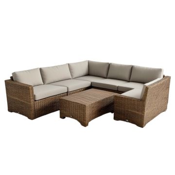 Ulibarri 6 Piece Rattan Sectional Seating Group With Cushions