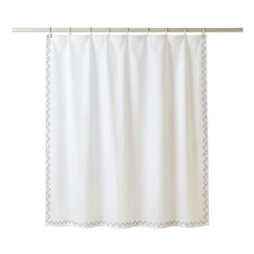 Field Dale Shower Curtain Hanging Flat From A Plain Rod - White