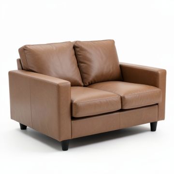 Eastham 64 '' Genuine Leather Square Arm Loveseat (synthetic illustration; no displayed measurements)