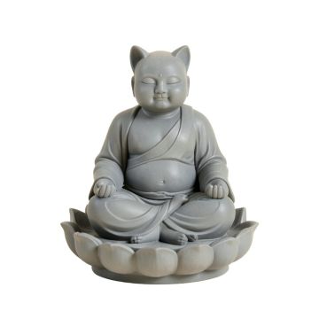 Carelton Feng Shui Zen Meditating Japanese Jizo Cat Monk On Lotus Throne Figurine