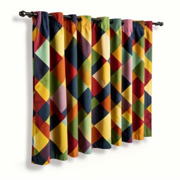 Geometric Colorful Room Darkening Rod Pocket Curtain Panels (synthetic illustration; no displayed measurements)