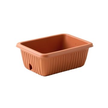 Laurel Branch Empty Railing Planter With Integral Brackets - Terracotta