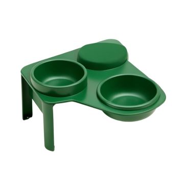 Hill Brook Pet Feeding Stand With Two Plain Empty Bowls - Green