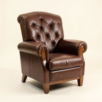 Kate 42 '' Wide Tufted Genuine Leather Club Chair (synthetic illustration; no displayed measurements)