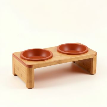 Holly Falls Pet Feeding Stand With Two Plain Empty Bowls - Terracotta (synthetic illustration; no displayed measurements)