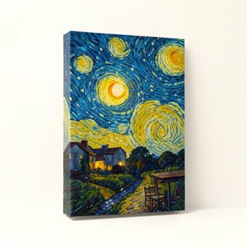 Cafe Terrace At Night By Vincent Van Gogh - Print On Canvas (synthetic illustration; no displayed measurements)