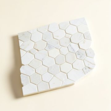 Arabescato Carrara 1 '' X 1 '' Marble Honeycomb Mosaic Wall & Floor Tile (synthetic illustration; no displayed measurements)