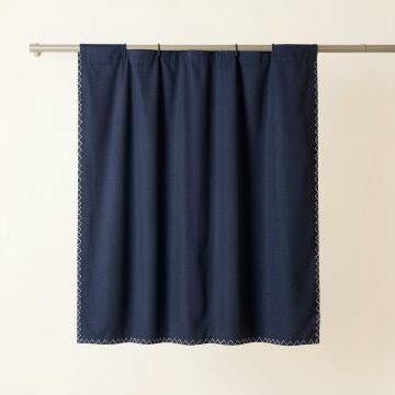Dune Edge Shower Curtain Hanging Flat From A Plain Rod - Navy (synthetic illustration; no displayed measurements)
