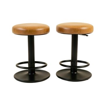 Borchardt Adjustable Stool With Swivel ( Set Of 2 ) In Vintage Caramel Pu And Black