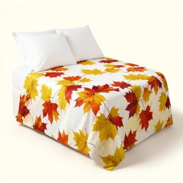 Fall Image Of Canadian Maple Leaves In With Soft Reflection Effects Duvet Cover Set (synthetic illustration; no displayed measurements)