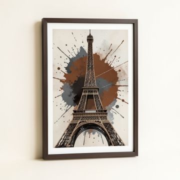 Modern Art Paris Eiffel Tower Splashes Framed Graphic Art (synthetic illustration; no displayed measurements)