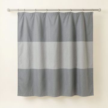 Hill Bend Shower Curtain Hanging Flat From A Plain Rod - Gray (synthetic illustration; no displayed measurements)