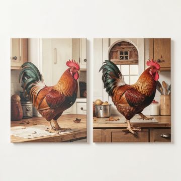 Farmhouse Kitchen Décor Rooster & Barnstar By Paul Brent - 2 Piece Graphic Art Print Set (synthetic illustration; no displayed measurements)