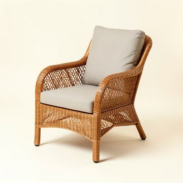 Bruges Teak Patio Chair With Cushions (synthetic illustration; no displayed measurements)
