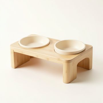 Meadow Branch Pet Feeding Stand With Two Plain Empty Bowls - Ivory (synthetic illustration; no displayed measurements)