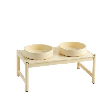 Dune Crossing Pet Feeding Stand With Two Plain Empty Bowls - Ivory (synthetic illustration; no displayed measurements)