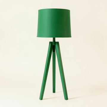 Pine Crossing Floor Lamp With A Plain Fabric Shade - Green (synthetic illustration; no displayed measurements)