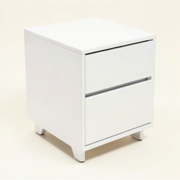 White Modern High Gloss Led Lights Nightstand Bedside End Table With 2 (synthetic illustration; no displayed measurements)