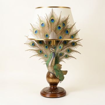 Art Deco Peacock Sculptural 29 '' Torchiere Lamp Set (synthetic illustration; no displayed measurements)