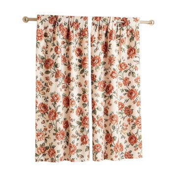 100 % Cotton Floral Room Darkening Thermal Rod Pocket Single Curtain Panel
