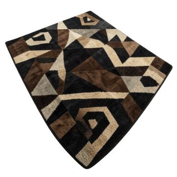 Deweese Geometric Tufted Wool Black/Dark Brown/Khaki Area Rug