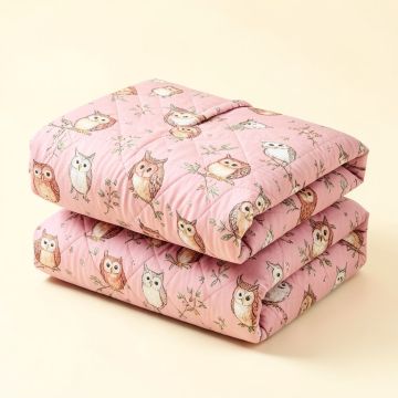 Cozy Line Home Fashions Home Sweet Pink Owl Print Reversible Quilt Set (synthetic illustration; no displayed measurements)