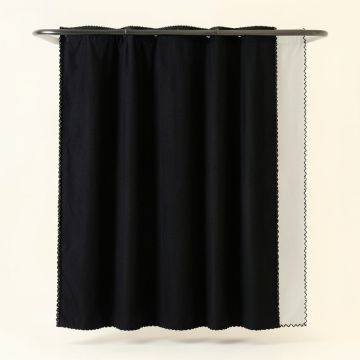 Vale Dell Shower Curtain Hanging Flat From A Plain Rod - Black (synthetic illustration; no displayed measurements)