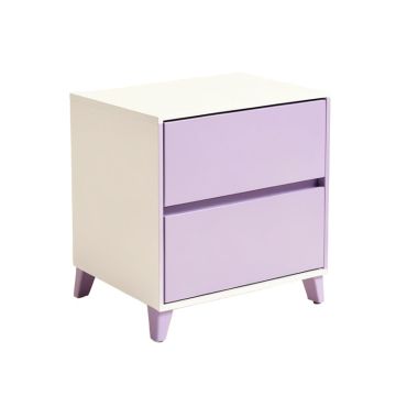 Ludgera Iron Nightstand In White/Light Purple