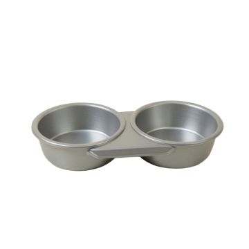 Olive Field Pet Feeding Stand With Two Plain Empty Bowls - Gray