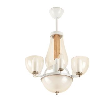 Osma 6 - Light Shaded Tiered Chandelier With Wood Accents