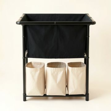 Linden Crossing Laundry Sorting Station With Plain Removable Bags - Black (synthetic illustration; no displayed measurements)
