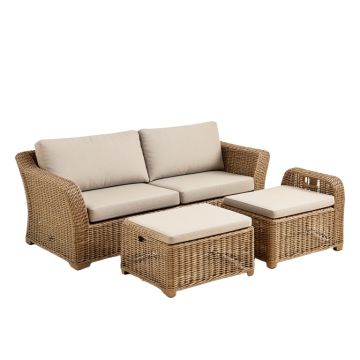 3 Piece Patio Furniture Set , Pe Wicker Rattan Outdoor Sofa