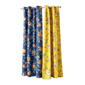 Volkard Floral Thermal Grommet Curtain Panels