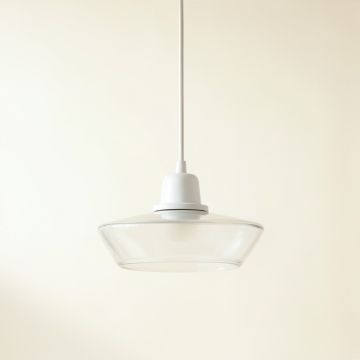 Summit Bridge Pendant Light Suspended From One Plain Cable - White (synthetic illustration; no displayed measurements)