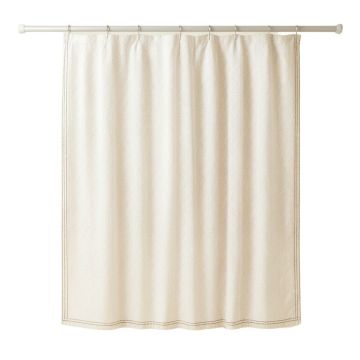 Hill Crossing Shower Curtain Hanging Flat From A Plain Rod - Ivory