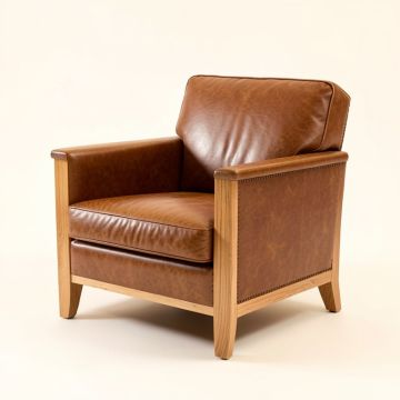 Carl 42 '' Wide Top Grain Leather Armchair (synthetic illustration; no displayed measurements)