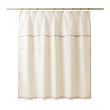 Laurel Edge Shower Curtain Hanging Flat From A Plain Rod - Ivory
