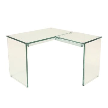 Adeleen Glass L-Shape Desk