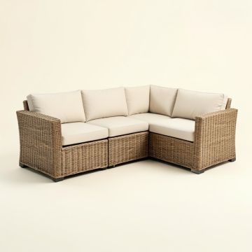 Jahzell 30.7 '' Wide Outdoor Wicker Patio Sectional With Cushions (synthetic illustration; no displayed measurements)