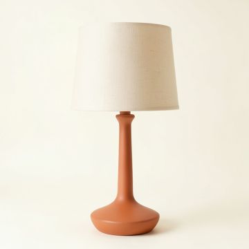 River Bend Table Lamp With A Plain Fabric Shade - Terracotta (synthetic illustration; no displayed measurements)