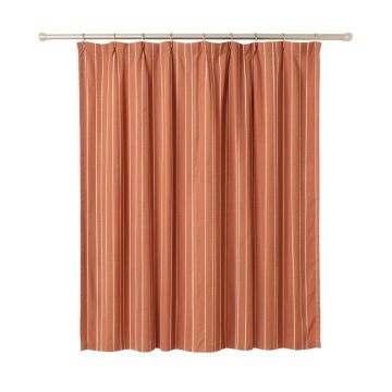Cedar Branch Shower Curtain Hanging Flat From A Plain Rod - Terracotta