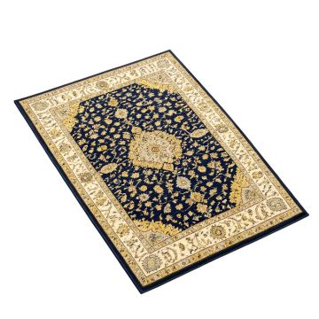 Brandt Oriental Navy Blue/Yellow/Beige Area Rug