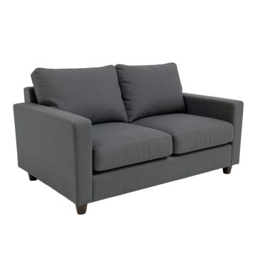 Samba Charcoal Grey Upholstered Recessed Arm Loveseat