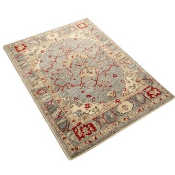 Villegas Oriental Machine Made Power Loom Wool/Polyester Beige/Gray/Red Area Rug