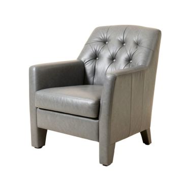 Brylinn Tufted Leather Upholstered Dining Chair In Gray