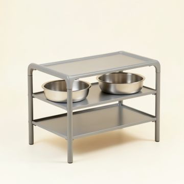 Linden Dale Pet Feeding Stand With Two Plain Empty Bowls - Gray (synthetic illustration; no displayed measurements)
